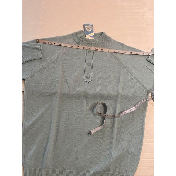 RARE! Vintage NWT 100% pure new wool Lambswool Crew Neck Sweater blue buttons - Picture 11 of 14